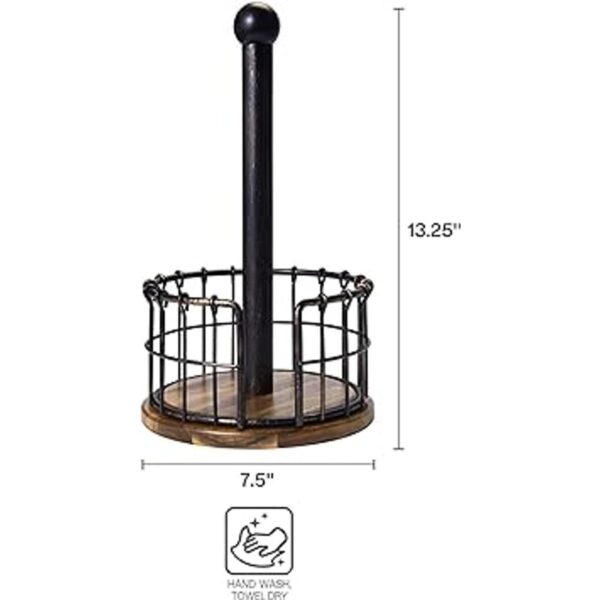 Portarrollo de papel de madera de acacia y jaula de