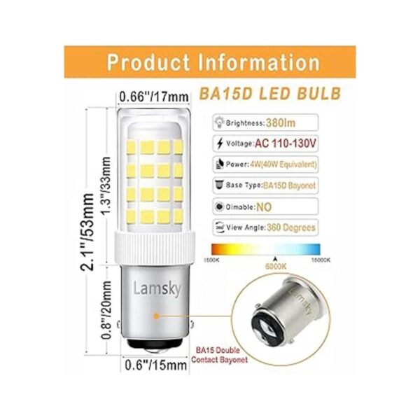 Lamsky BA15D Bombilla LED de doble contacto con base de