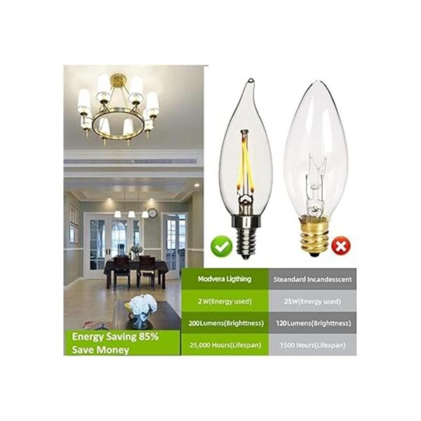 Modvera Lighting Bombilla de candelabro LED igual de 25