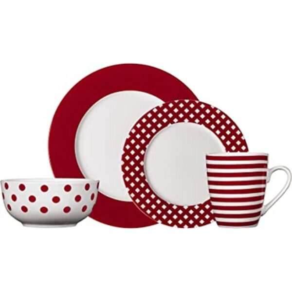 Pfaltzgraff Kenna Red Juego de vajilla de porcelana de 16_1