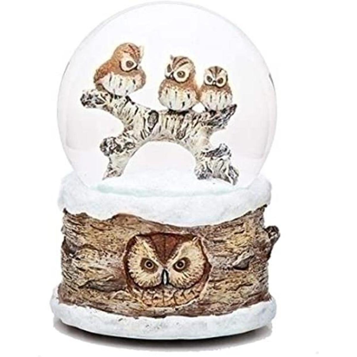 Globo de nieve musical de 3.937 in con diseño de búhos de