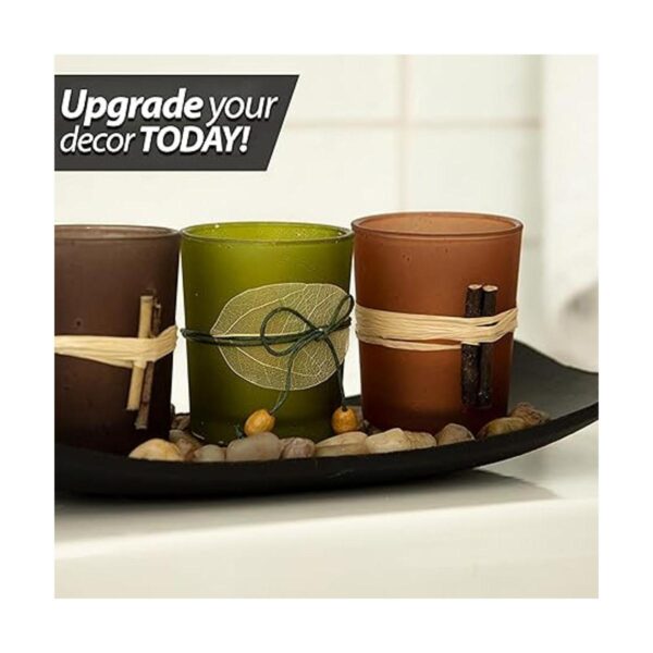 Natural Candlescape juego de 3 soportes de vela charola y_6
