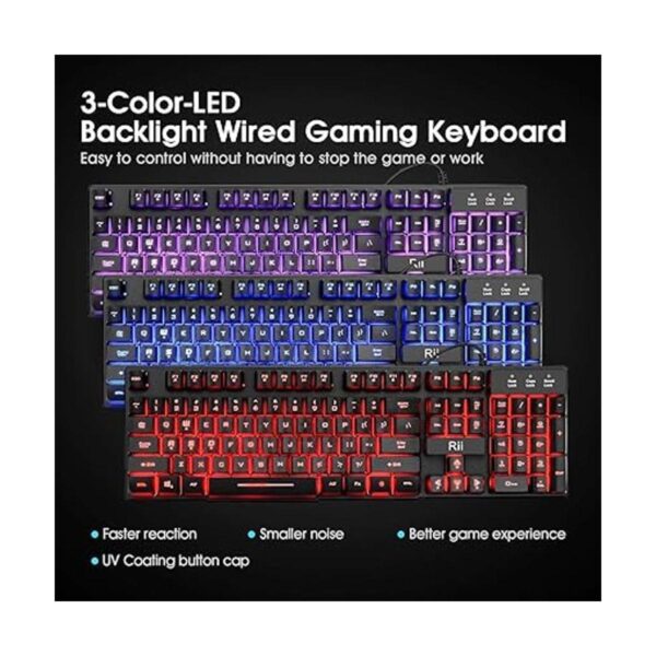 Rii RK100 teclado con retroiluminación LED de 3 colores