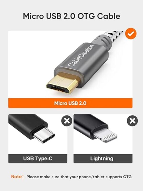 CableCreation Paquete de 2 Cable micro USB 2.0 OTG_2