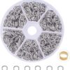 PandaHall Elite 1 caja anillos de acero inoxidable de 4