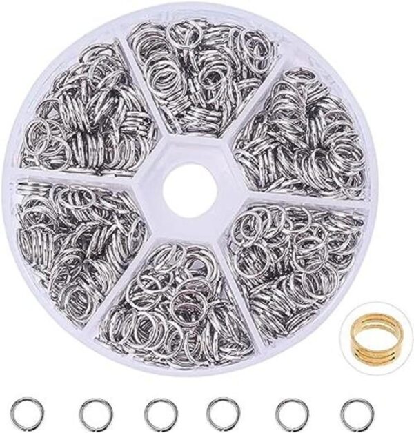 PandaHall Elite 1 caja anillos de acero inoxidable de 4