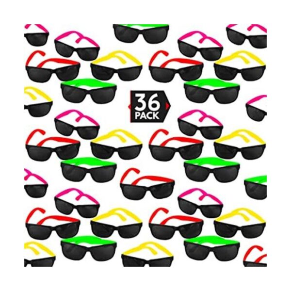 Paquete de 36 lentes de sol de neón con estilo de los 80_1