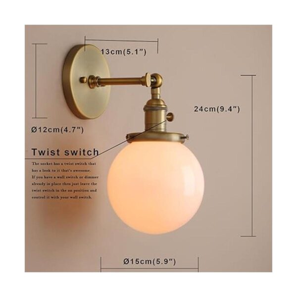 Pathson Aplique de pared industrial con globo blanco luz_2