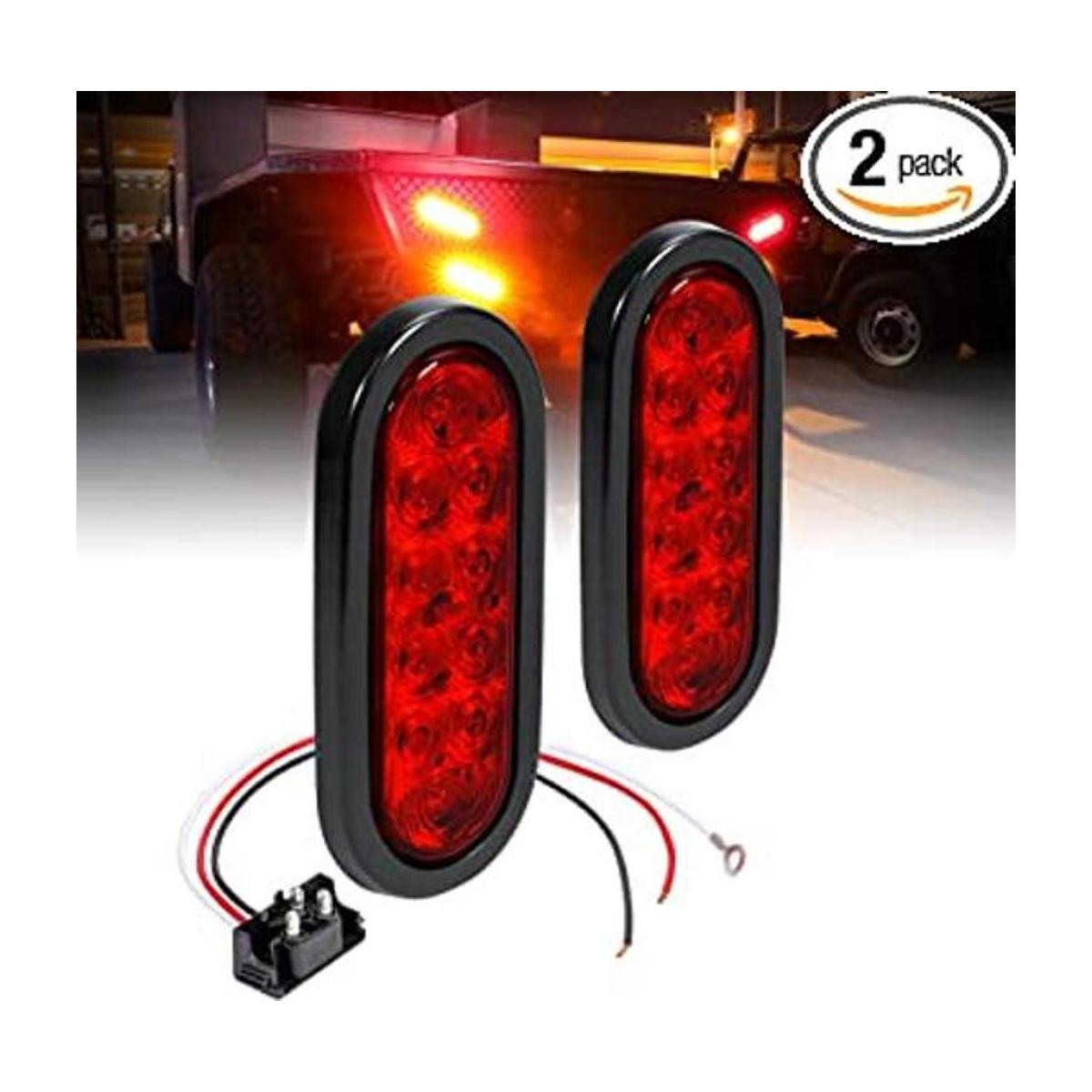 Kit de 2 luces traseras LED ovaladas rojas de 6 pulgadas