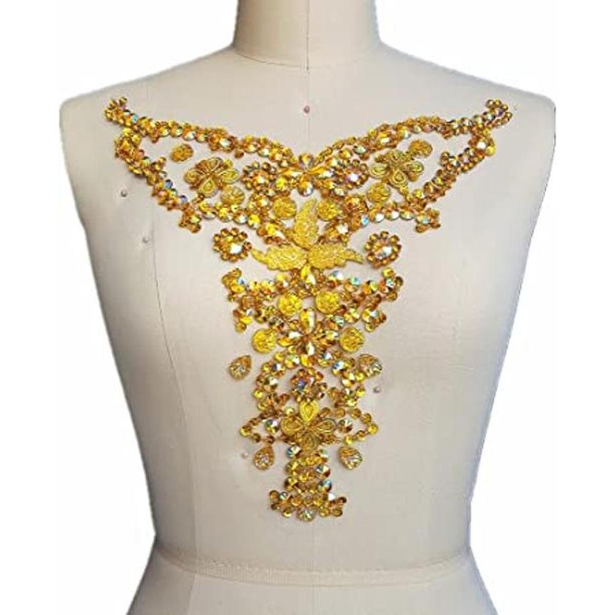 Apliques de novia con cuentas de lentejuelas para coser en
