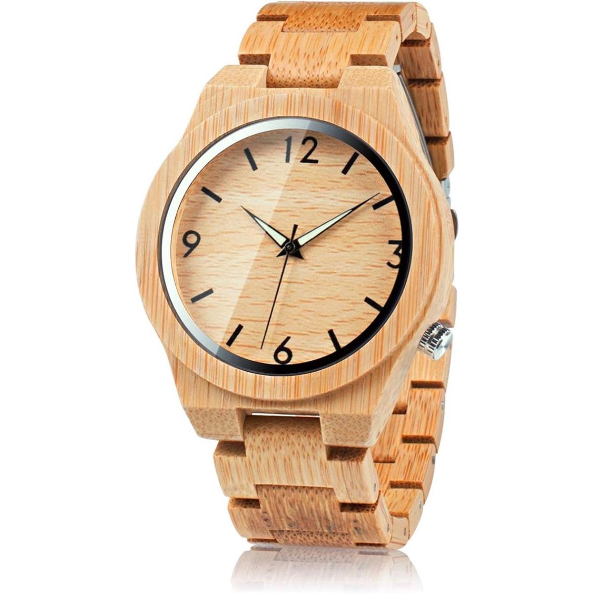 BOBO BIRD D27 Reloj de madera de bambú para hombre con