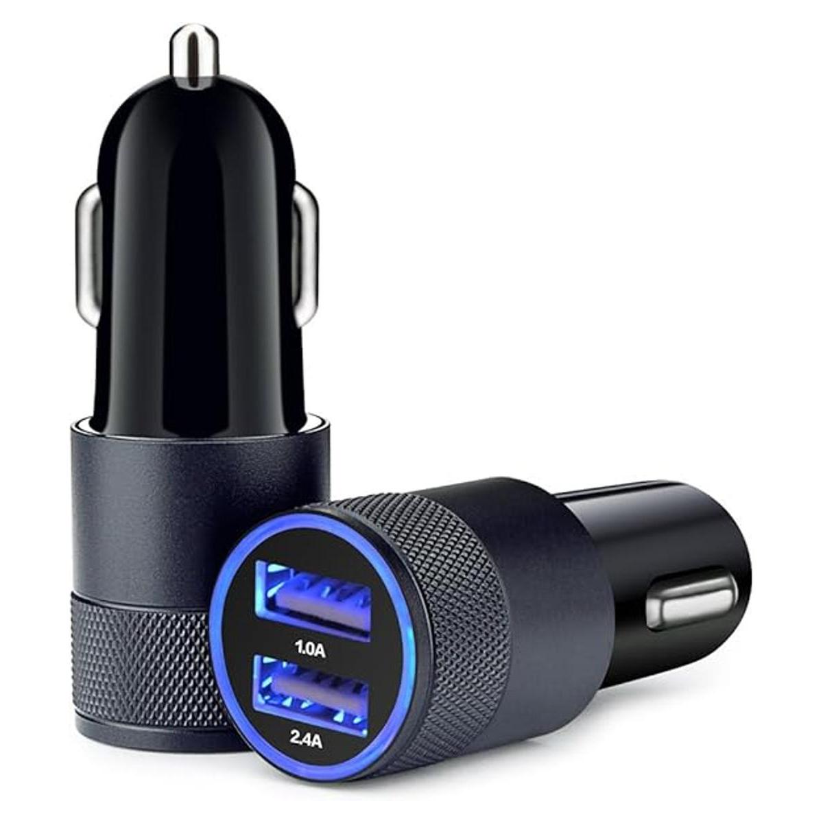 Cargador de auto sicodo pack de 2 24 A puerto usb dual