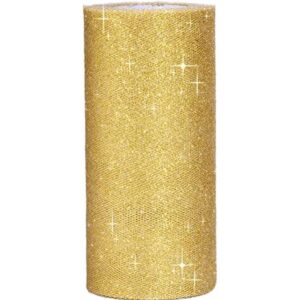 Outus Rollo de cinta de tul dorado de 6 pulgadas rollo de_1