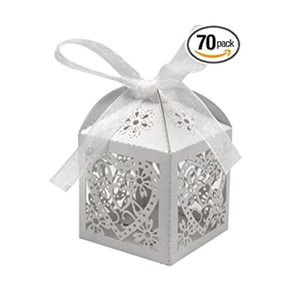 KPOSIYA Caja con corazón cortado con láser y cintas para
