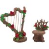 GlitZGlam Juego de arpa y silla para jardín de hadas en