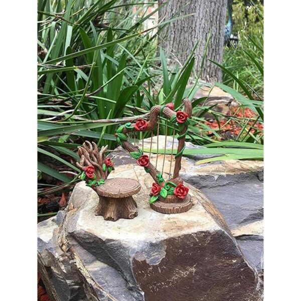 GlitZGlam Juego de arpa y silla para jardín de hadas en