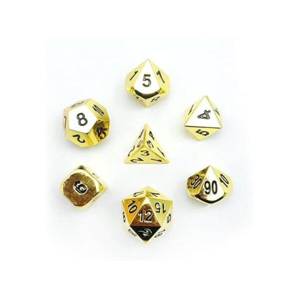 Juego de 7 dados poliédricos dorados de metal de lujo_2