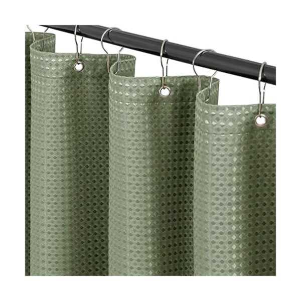 JINCHAN Cortina de ducha de tela verde salvia juego de