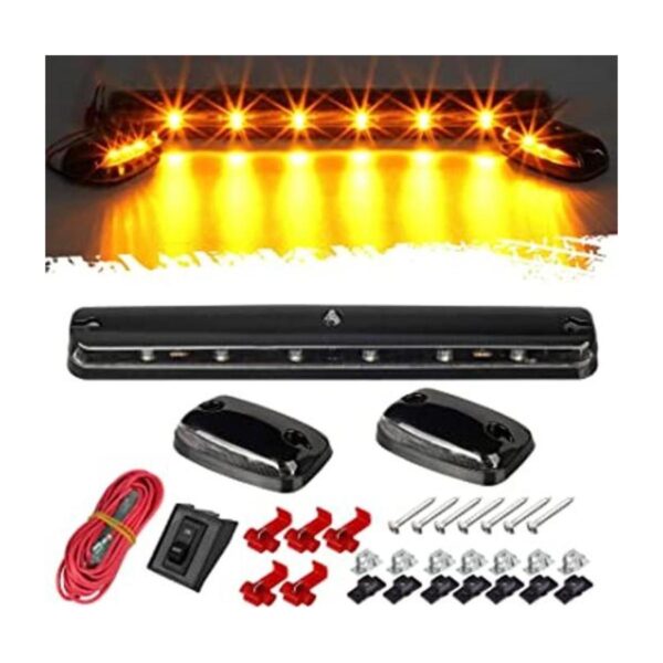 Partsam 3 luces marcadoras de techo de cabina de lente_1