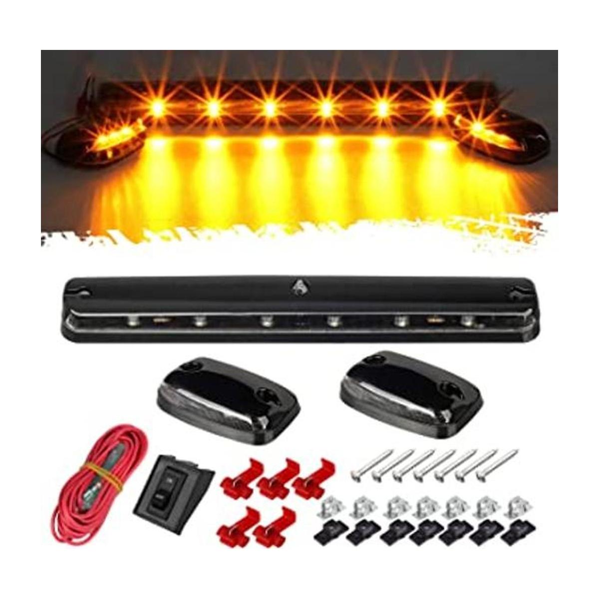 Partsam 3 luces marcadoras de techo de cabina de lente
