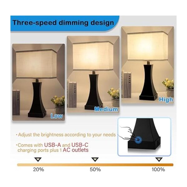 Table Lamp for Bedroom 3Way Dimmable Touch Control Bedside_3