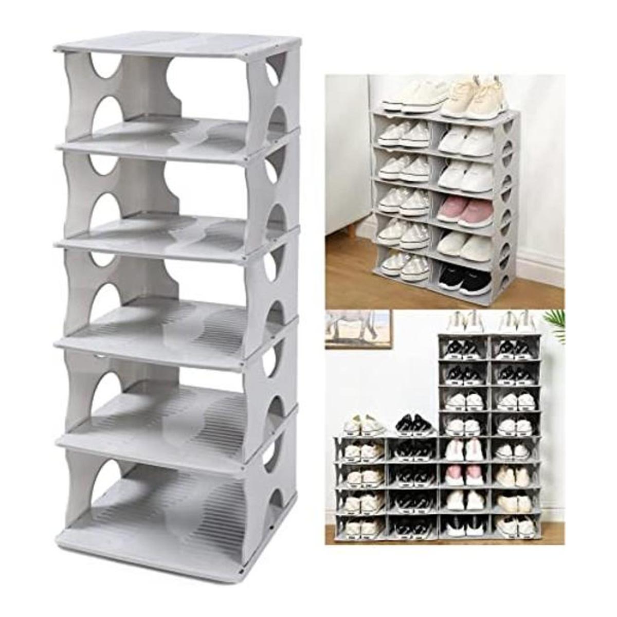 TXALWIQ Zapatero de 6 niveles organizador apilable de
