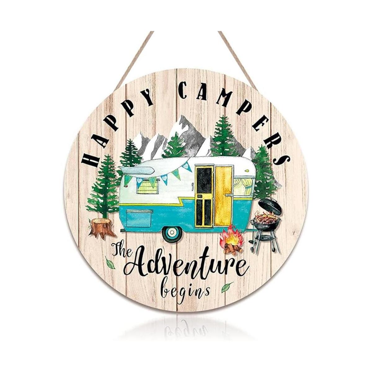 TOARTi Happy Campers Placa colgante de madera para colgar