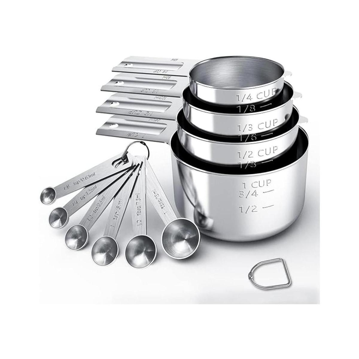 TILUCK Juego de tazas y cucharas medidoras de acero