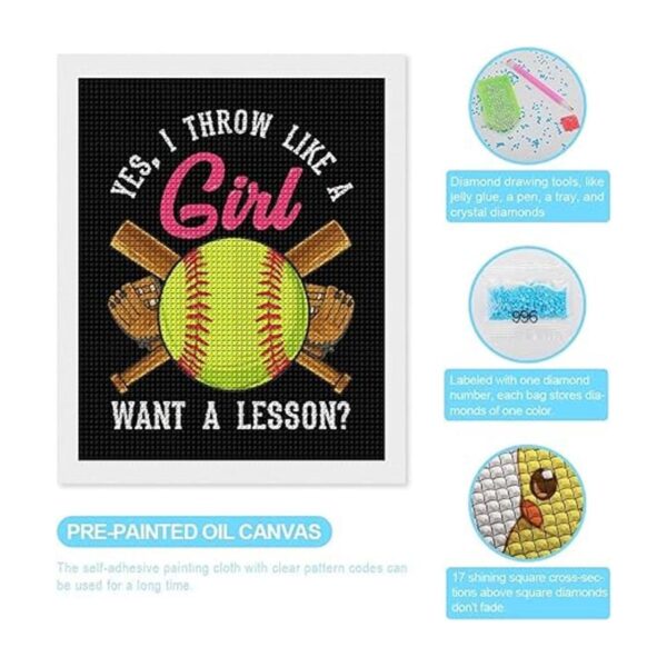 Sí I Throw Like A Girl Want A Lesson Softball Cool DIY 5D