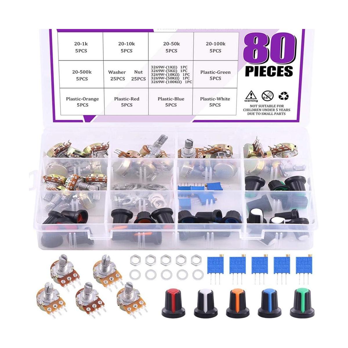 Swpeet Kit surtido de potenciómetro de 1K500K ohmios con