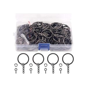 Swpeet Kit de 450 llaveros planos negros de 65 pulgadas
