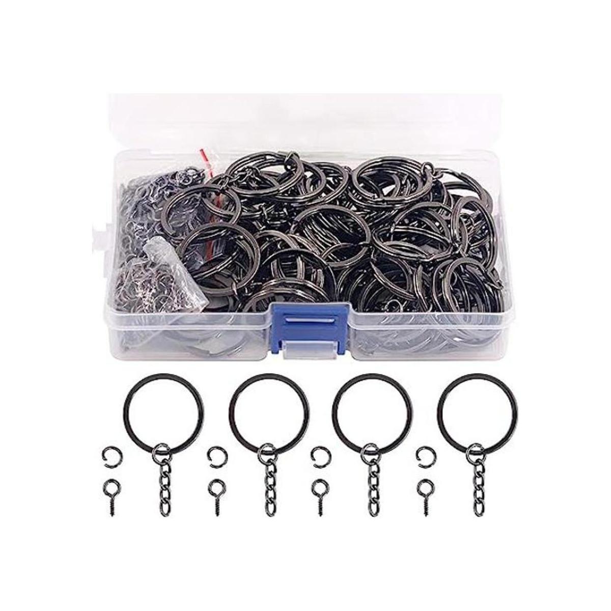 Swpeet Kit de 450 llaveros planos negros de 65 pulgadas