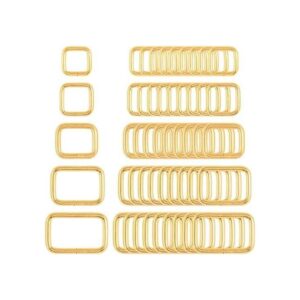 Swpeet 50 anillos rectangulares de metal dorado