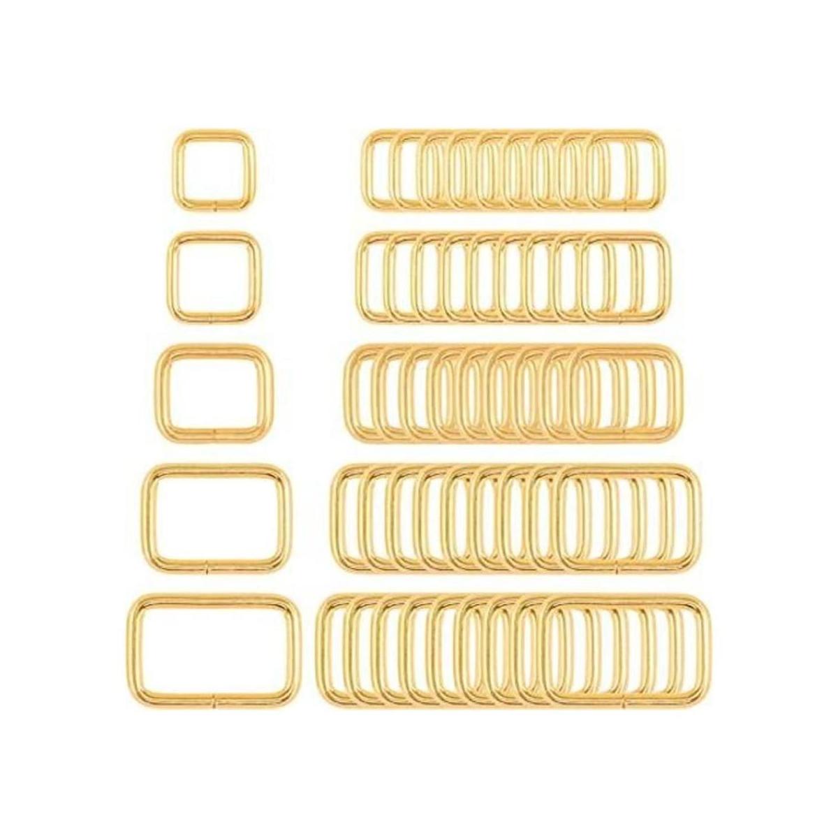 Swpeet 50 anillos rectangulares de metal dorado