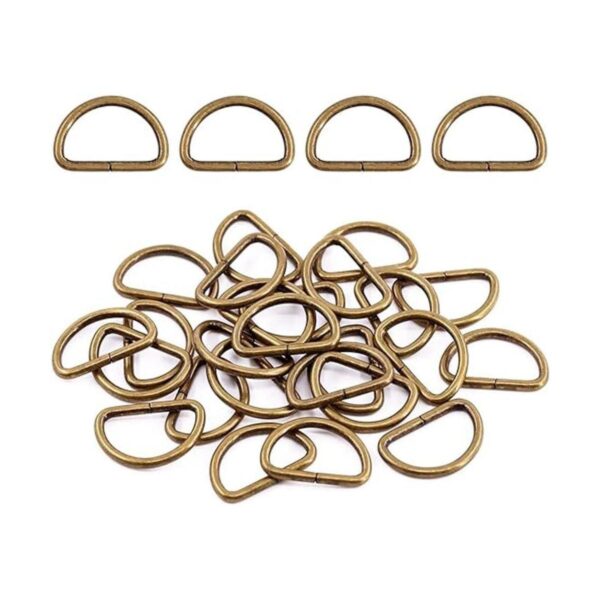 Swpeet 150 anillos en D semicirculares de bronce de 0.984