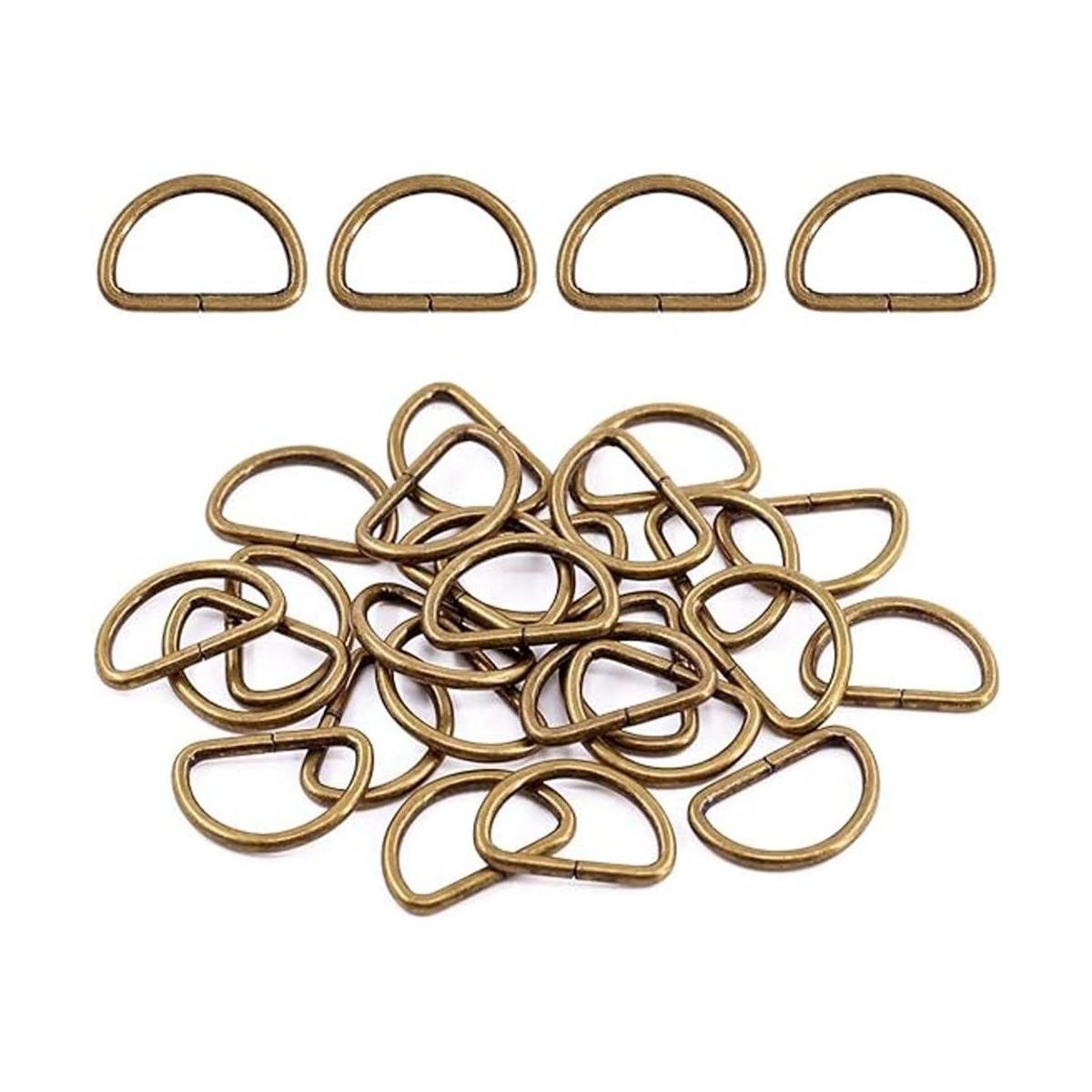Swpeet 150 anillos en D semicirculares de bronce de 0.984
