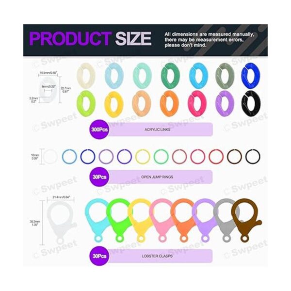 Swpeet 360 anillos de enlace acrílico de 15 colores