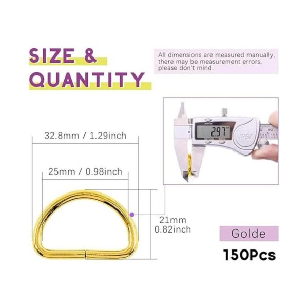 Swpeet 150 anillos en D semicirculares de metal de 0.984