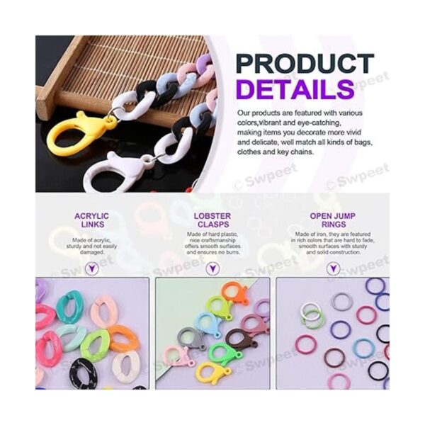 Swpeet 360 anillos de enlace acrílico de 15 colores