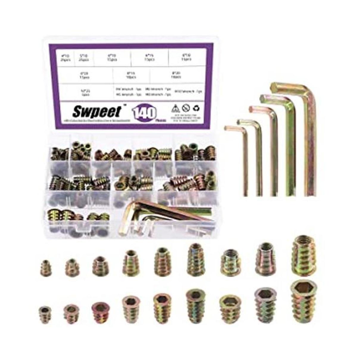 Swpeet 140 piezas M4 M5 M6 M8 M10 de acero al carbono