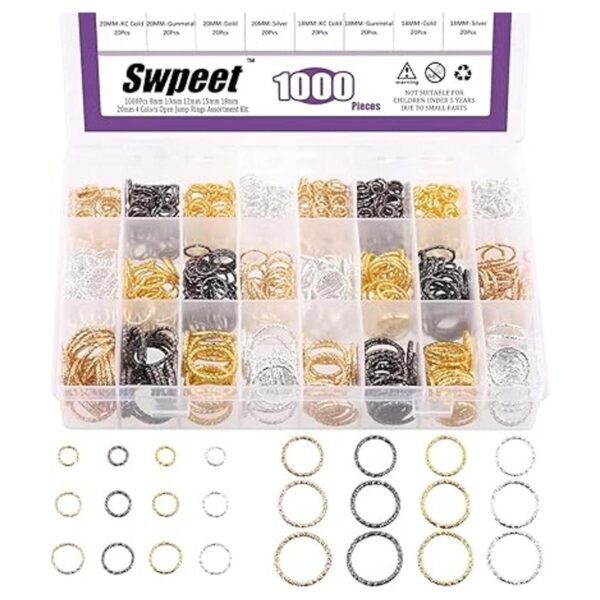 Swpeet 1000 piezas de 4 colores 6 tamaños