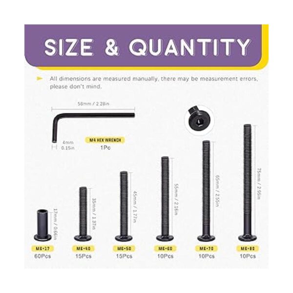 Swpeet 120 piezas M6 x 1.575 in1.969 in2.362 in2.756_2