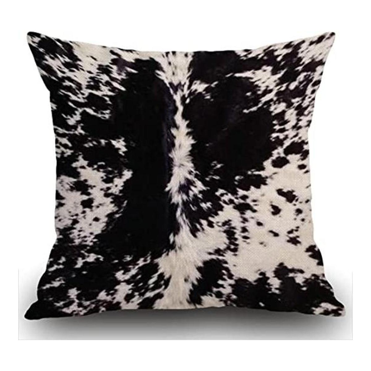Swono Funda de almohada con estampado de cuero de vaca