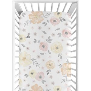 Sweet Jojo Designs Amarillo y Rosa Acuarela Floral Chica_1