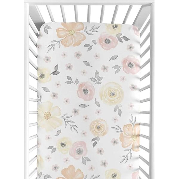 Sweet Jojo Designs Amarillo y Rosa Acuarela Floral Chica_1