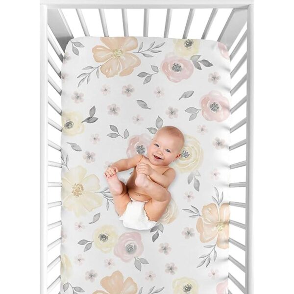 Sweet Jojo Designs Amarillo y Rosa Acuarela Floral Chica_3