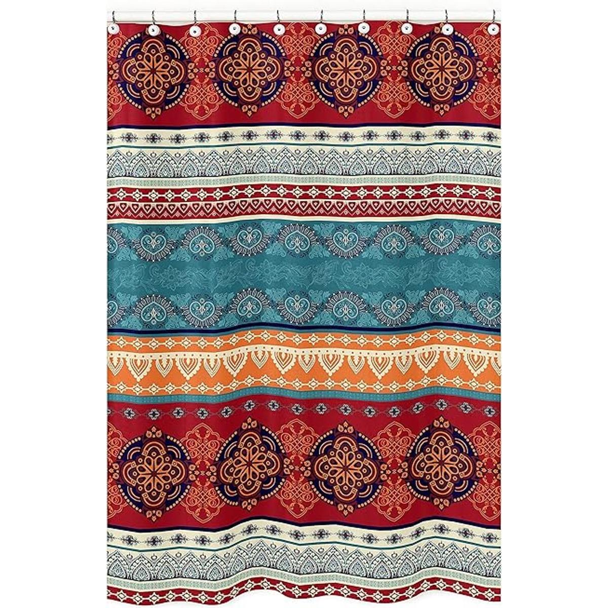 Sweet JoJo Designs Cortina de ducha de tela bohemia y