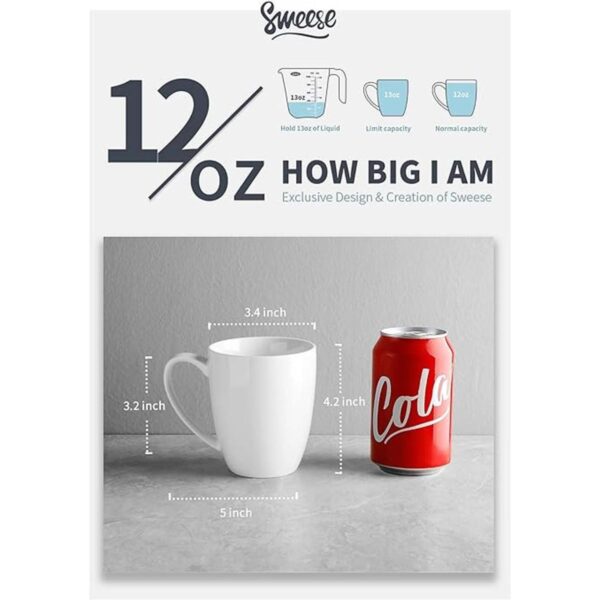 Sweese 611.001 Tazas de porcelana 12 onzas para café_2