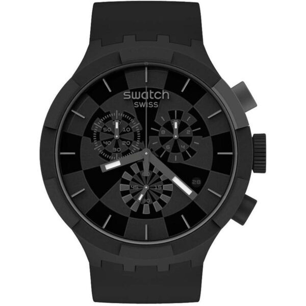 Swatch Correa de silicona de cuarzo negro reloj casual_1
