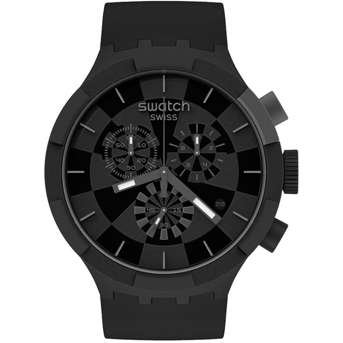 Swatch Correa de silicona de cuarzo negro reloj casual